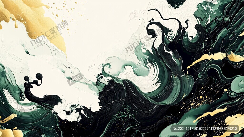 古風(fēng)海浪包裝插畫