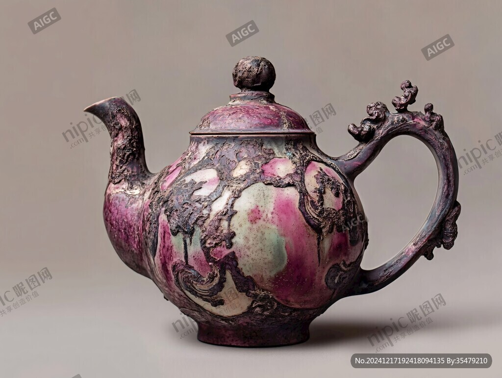 紫漆描金纏枝蓮多穆壺