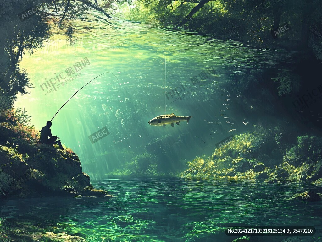 釣魚風景畫