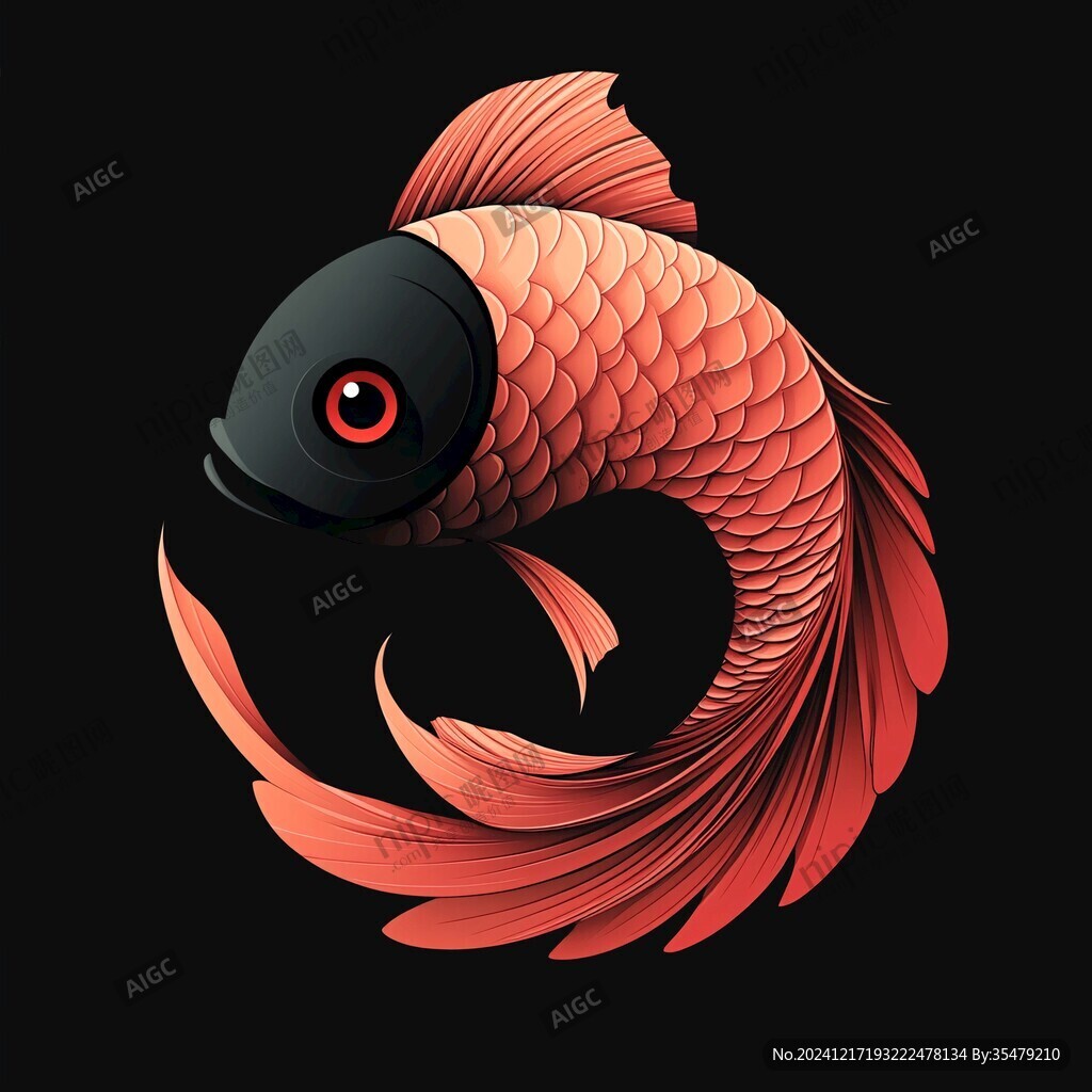 卡通寫(xiě)實(shí)紅鯉魚(yú)