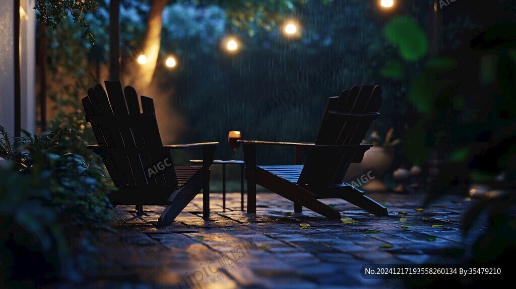 雨天庭院