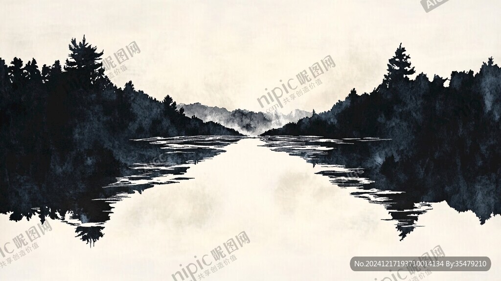 文萊水彩水墨山水
