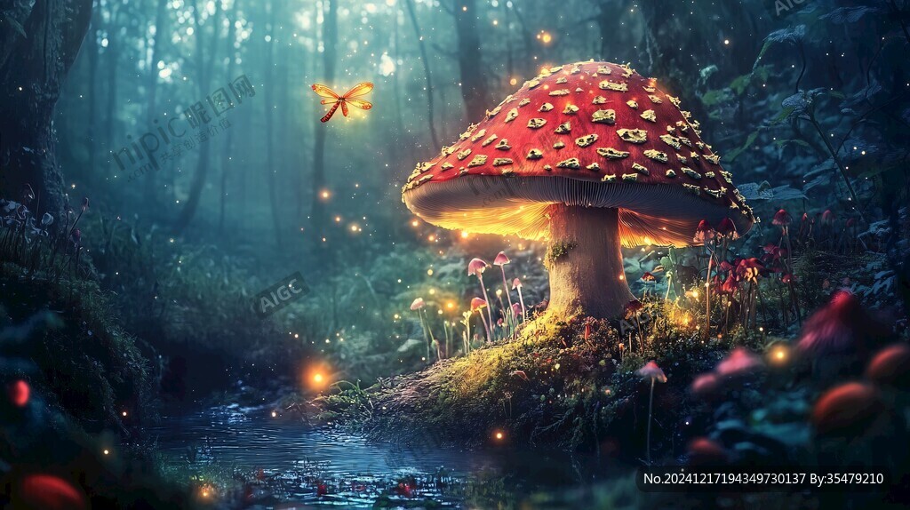 夢幻蘑菇背景