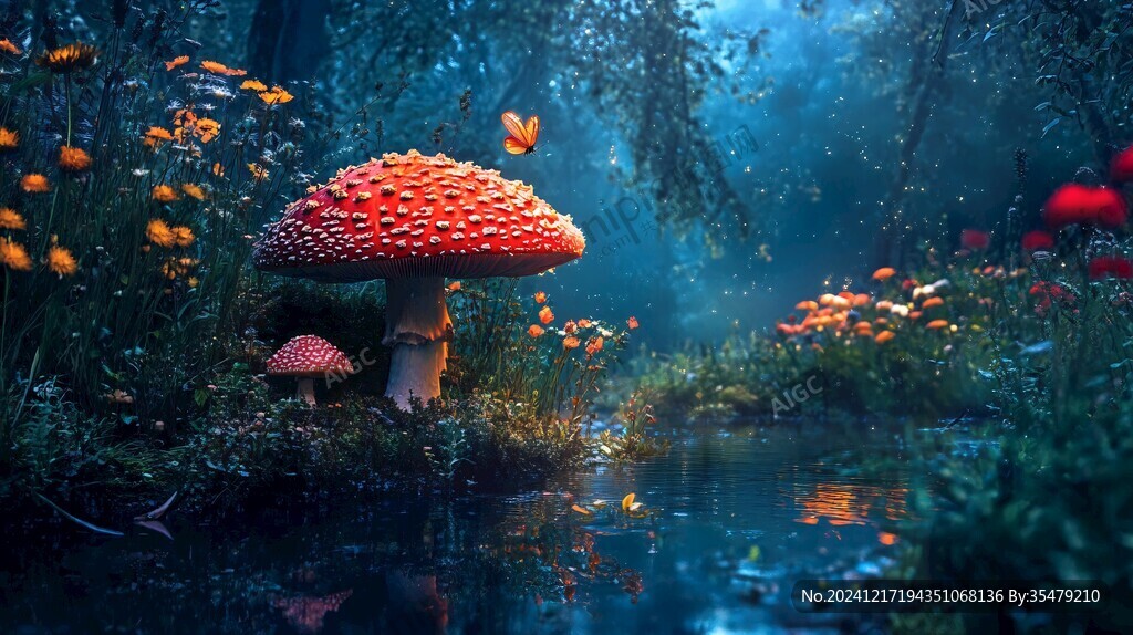 夢幻蘑菇背景