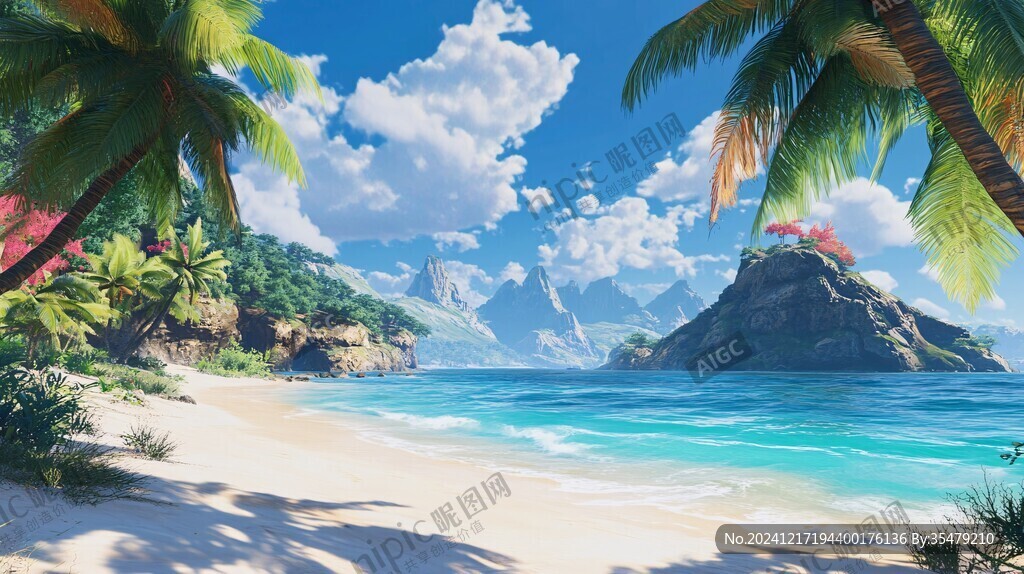 唯美海岸風景插畫