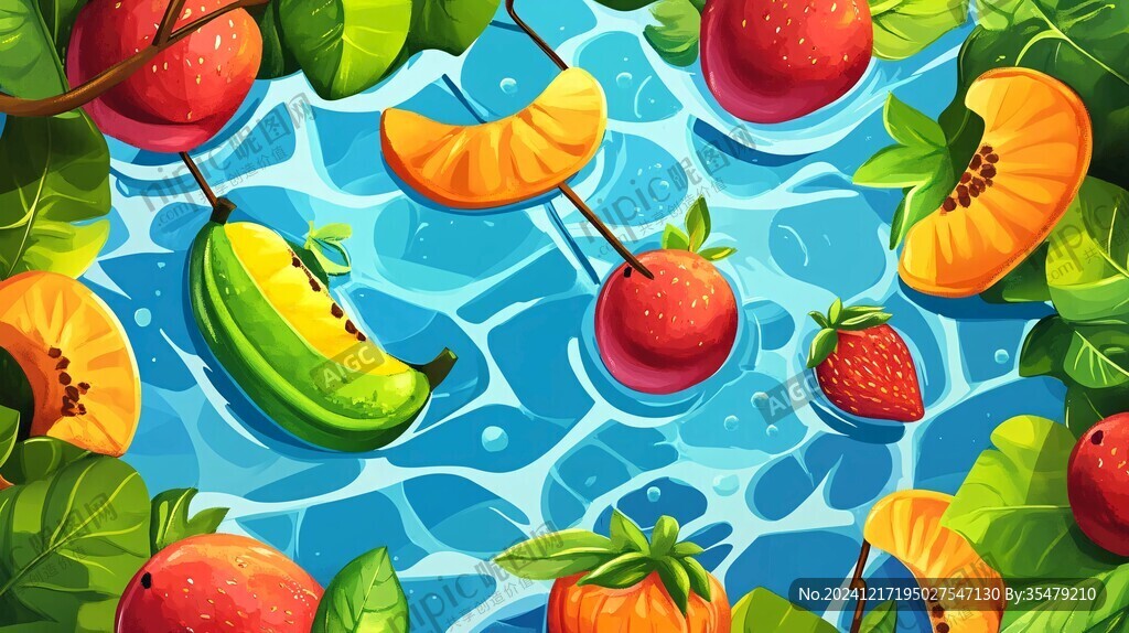 夏季水果美食插畫