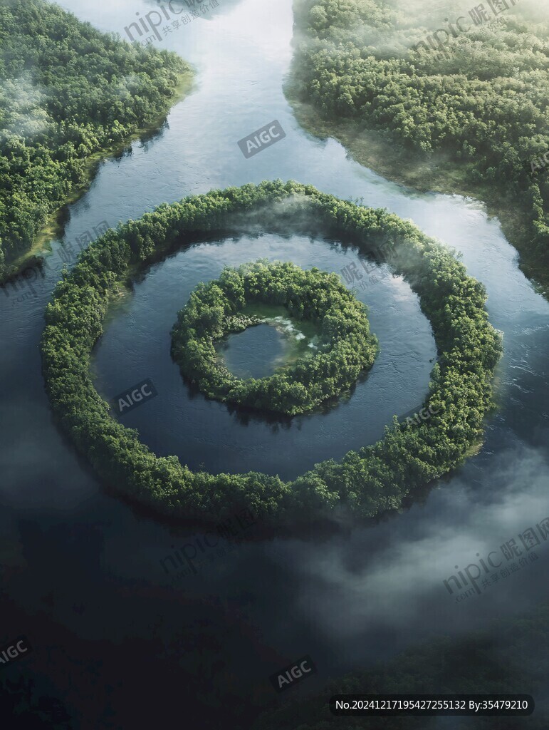 湖綠色森系立體背景