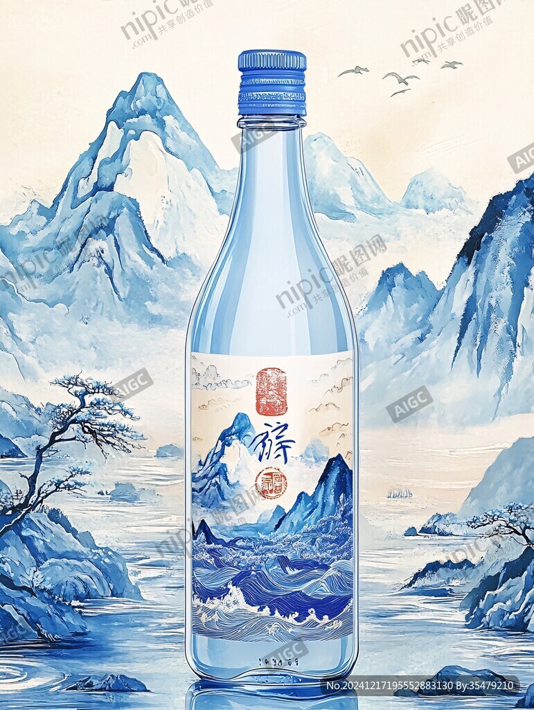 白酒包裝插畫