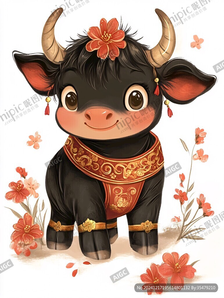 卡通牛文創插圖