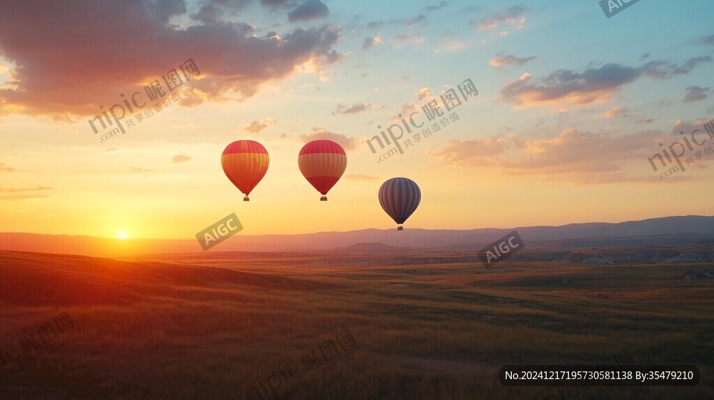 熱氣球夕陽