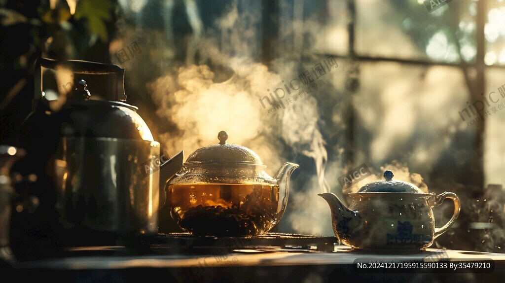 陽光下的茶具