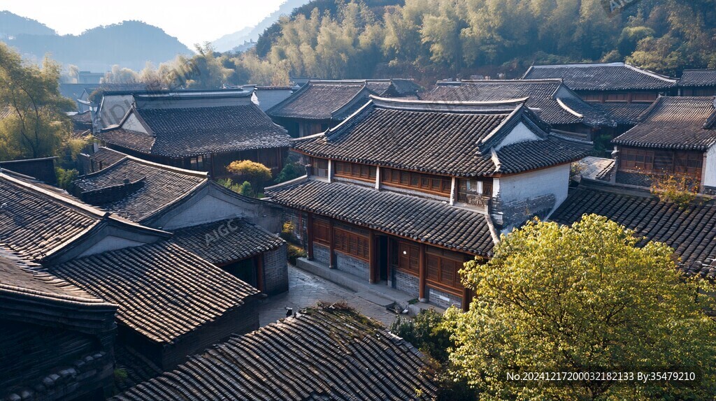 航拍中式仿古建筑