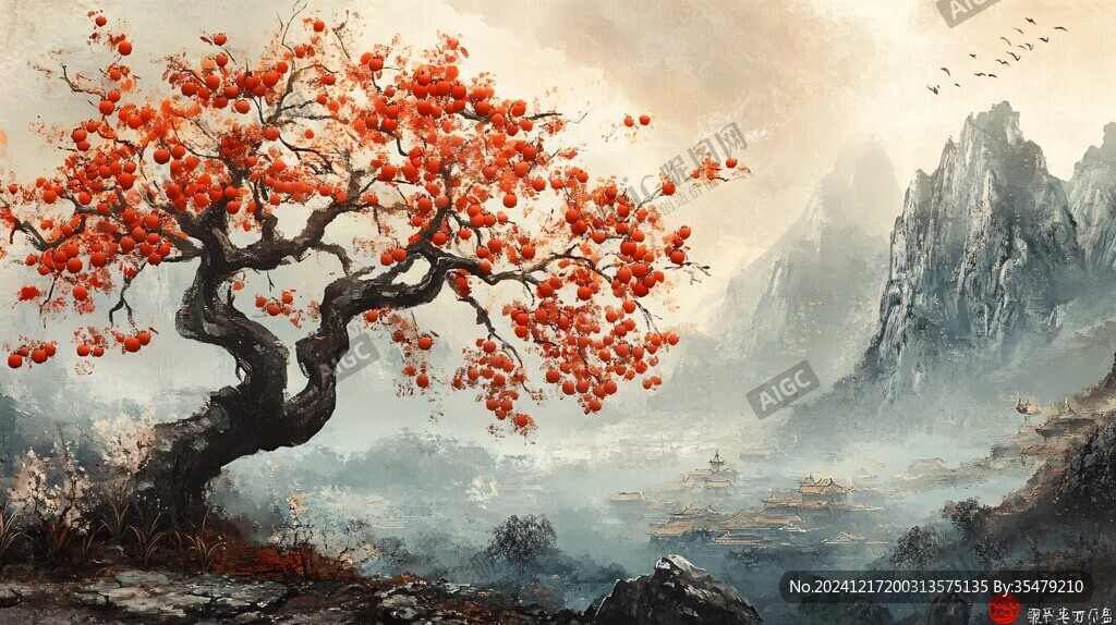 古典古風(fēng)復(fù)古迎客松