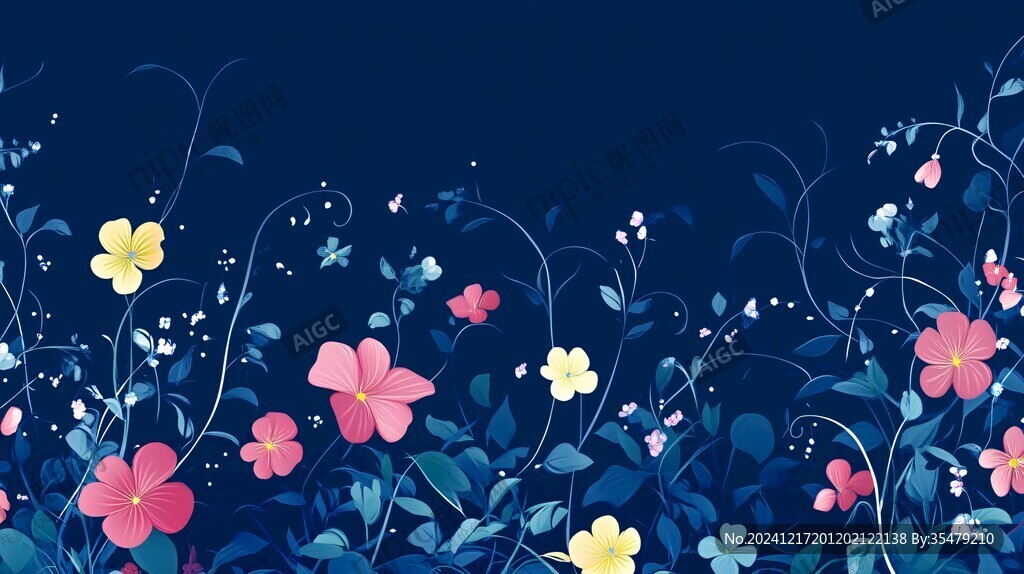 花叢插畫