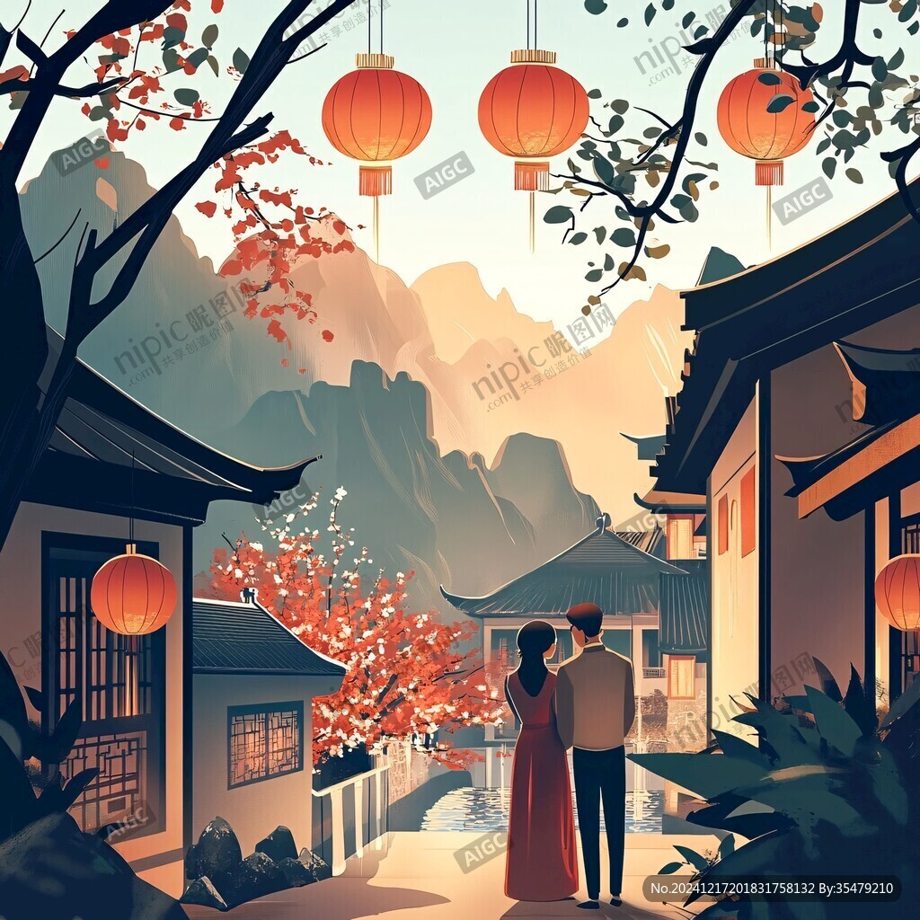 喜慶風插畫