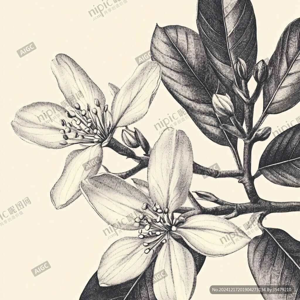 桂花彩鉛畫