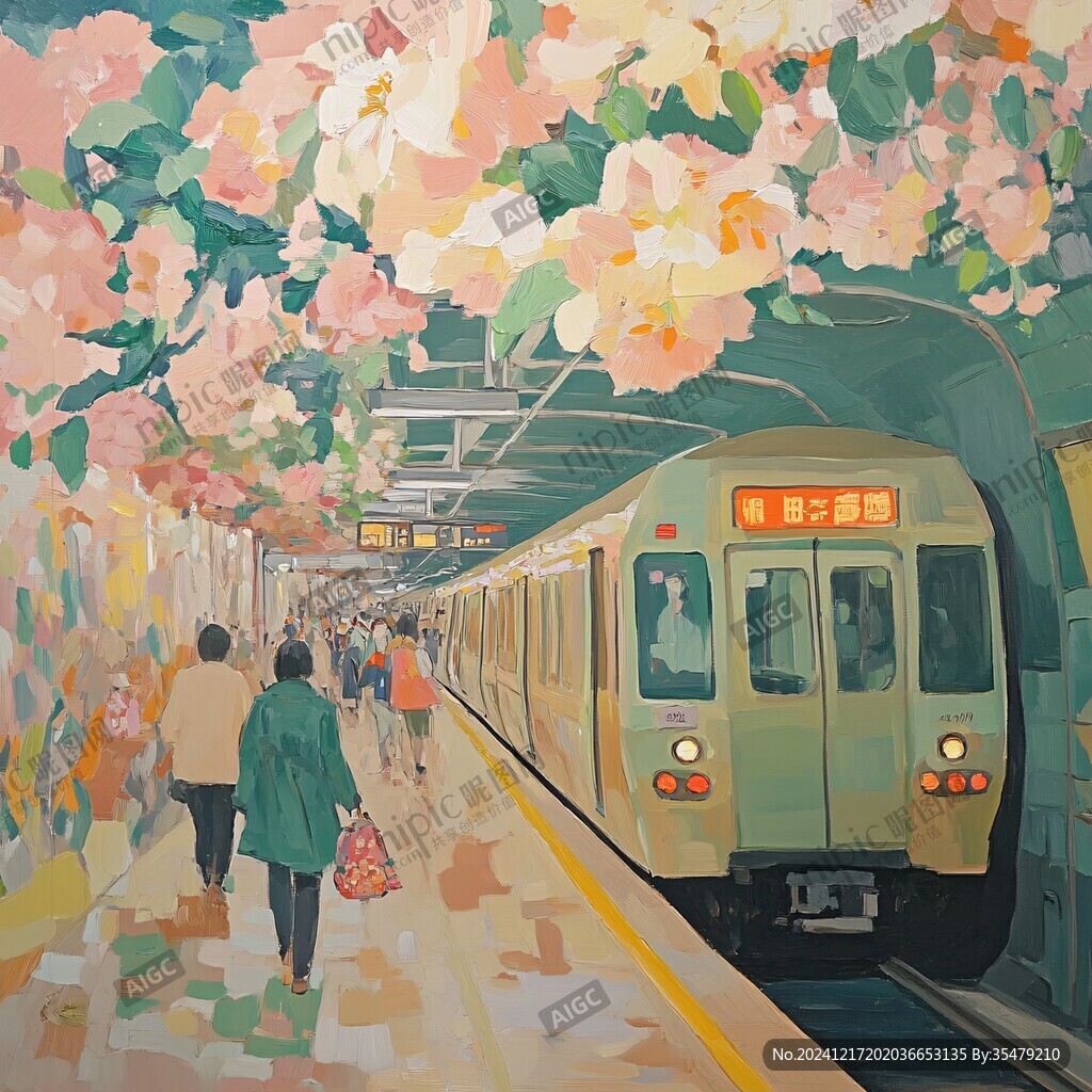 離別的車站繪畫