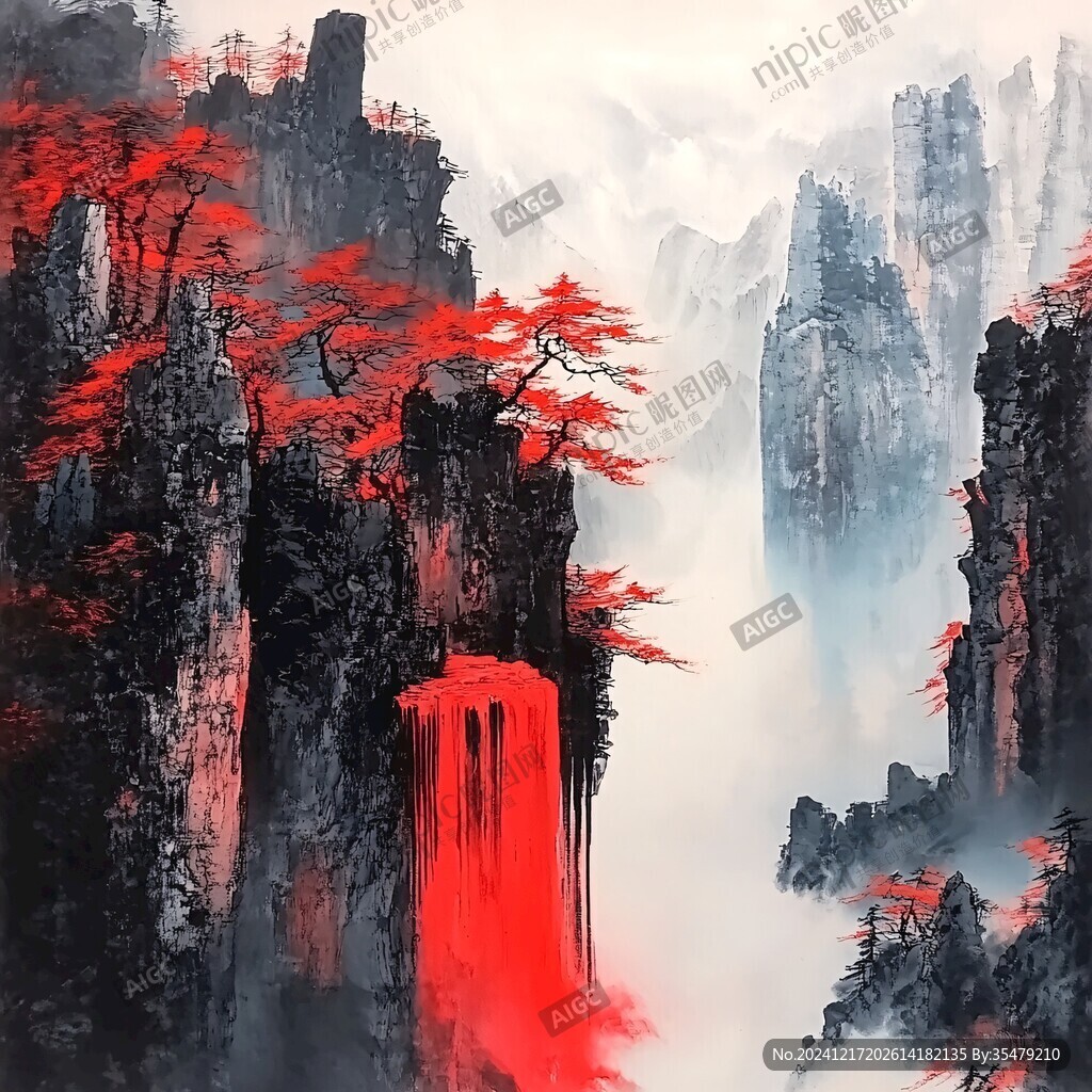 迎客松油畫
