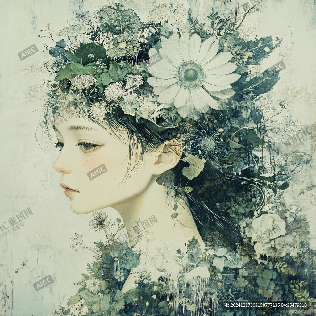 唯美少女與花系列