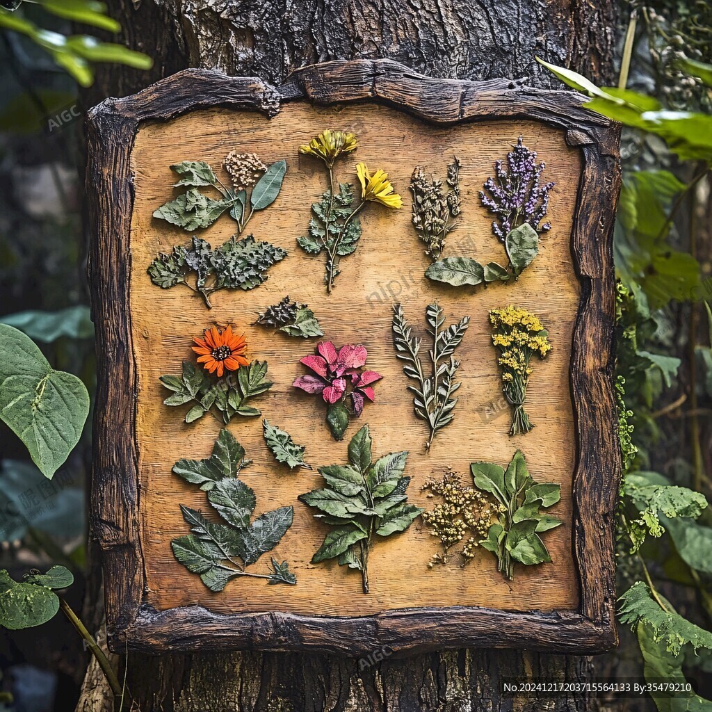 木紋花草牌