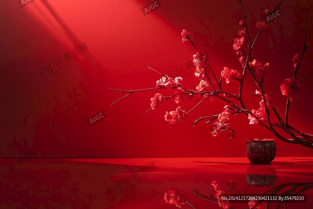 紅色新中式花藝