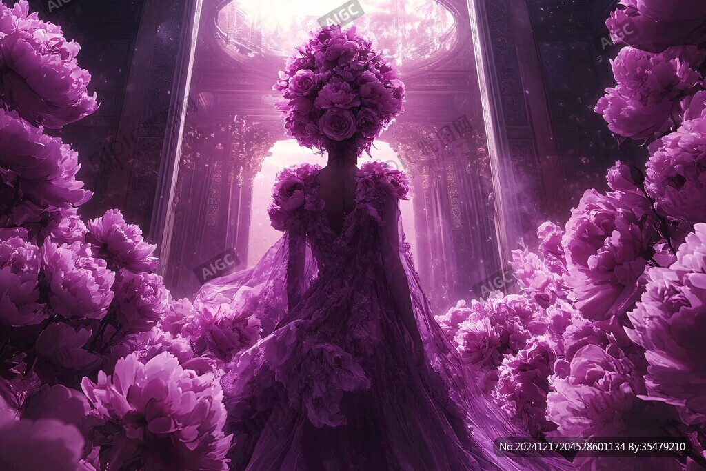 女性紫色唯美婚禮絢麗