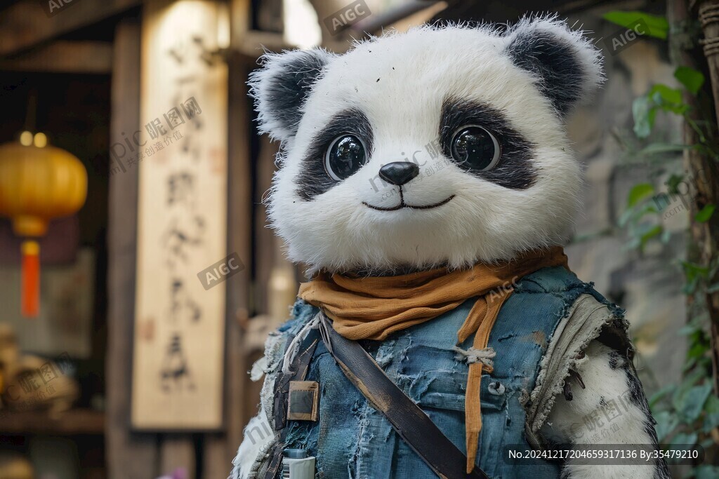 熊貓泥塑
