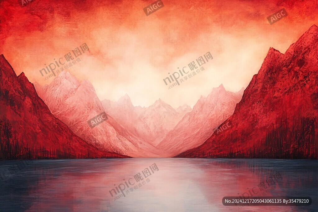 質(zhì)感紅色山水背景墻