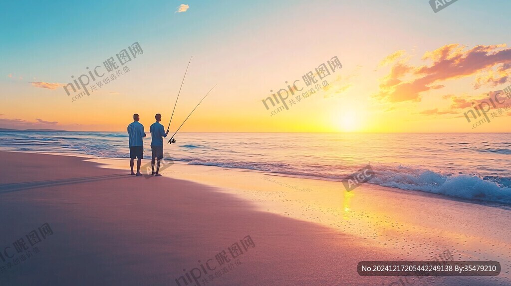休閑垂釣海邊釣魚
