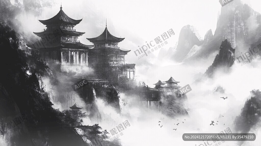 數(shù)碼意境煙墨山水