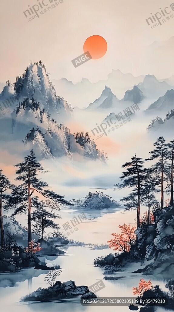 日出山水畫