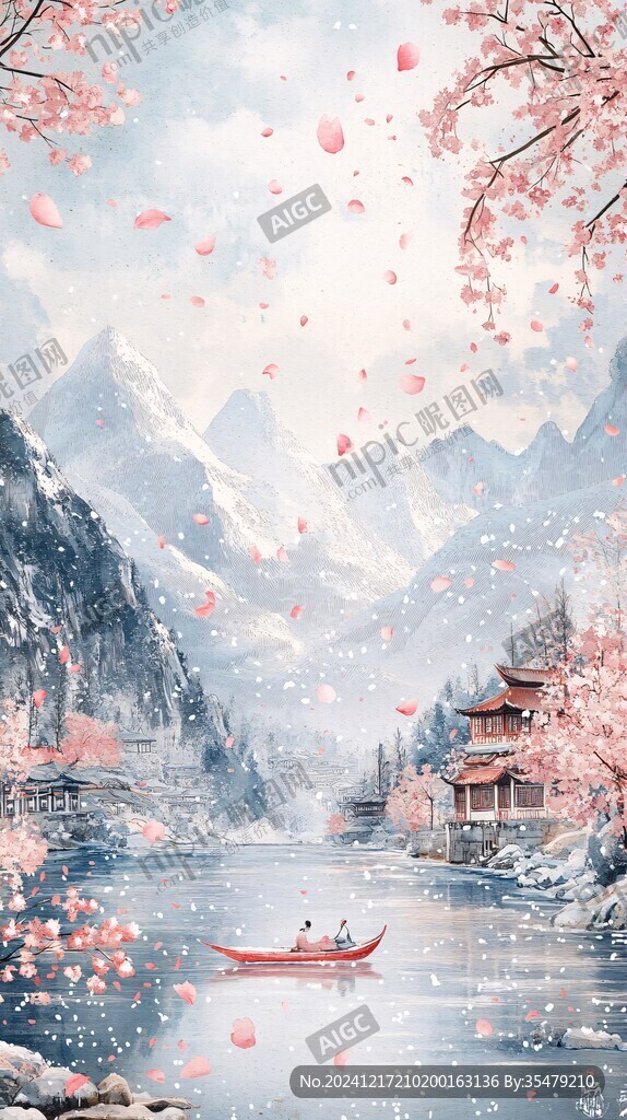 古風插畫山水風光