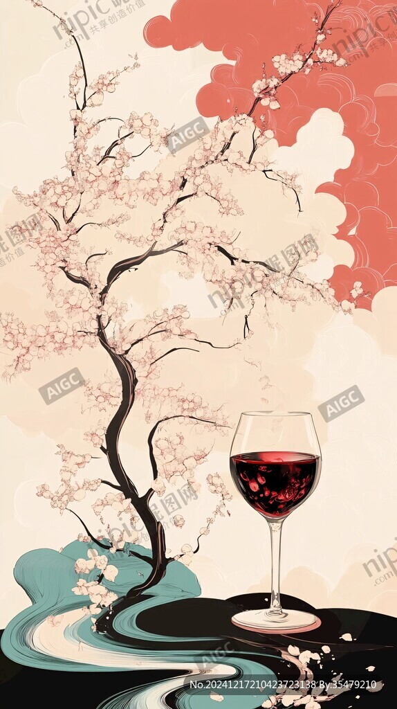 插畫酒類雅宴背景