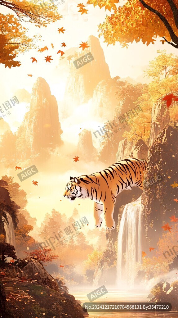 虎年吉祥猛虎下山新年