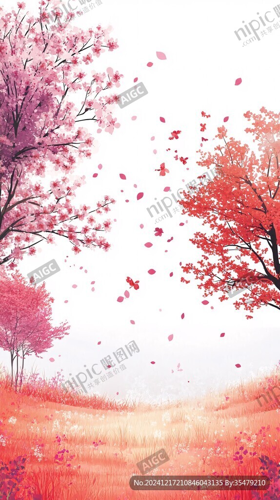 唯美紅葉插畫