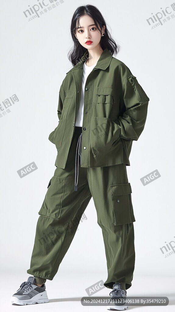 綠色夾克衫