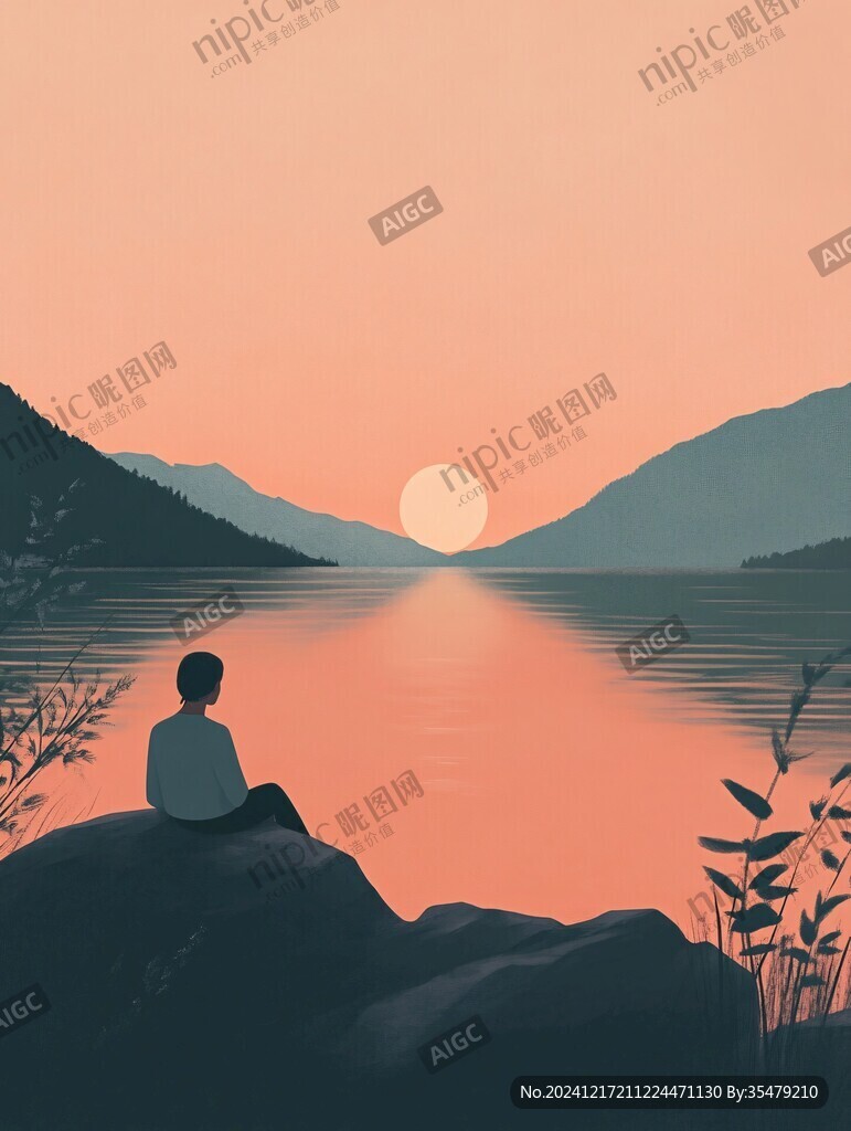 看日出插畫