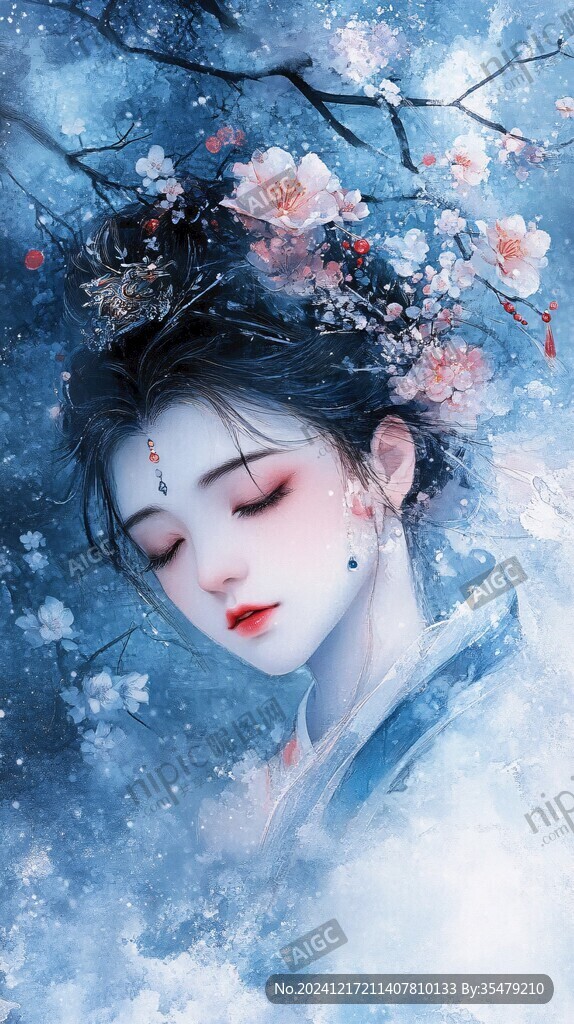 古風(fēng)美女頭像插畫封面