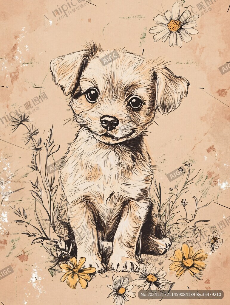手繪小狗插畫