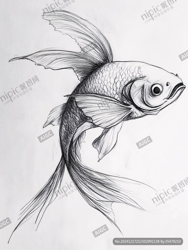黑白魚手繪