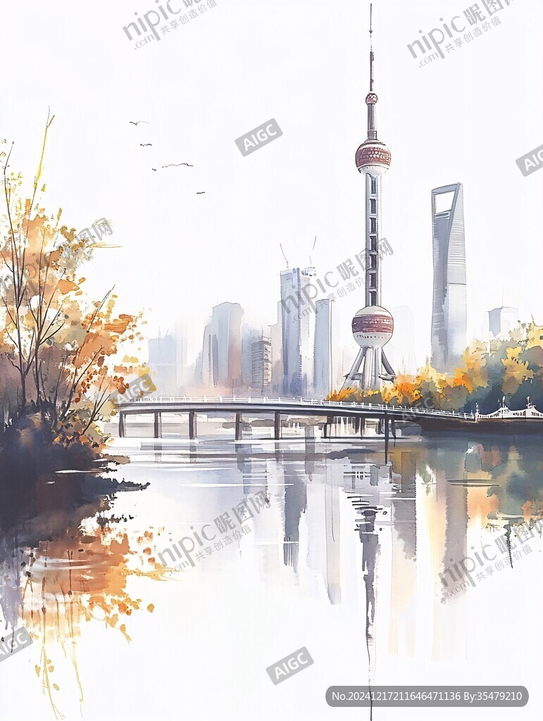 北上廣深水彩旅游城市