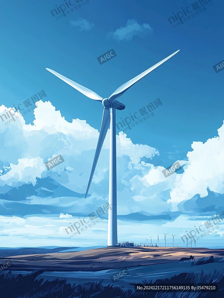 風(fēng)力發(fā)電插畫