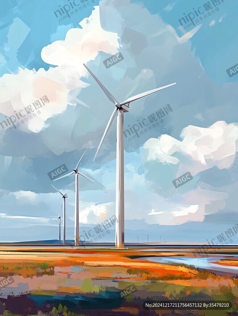 風力發電插畫
