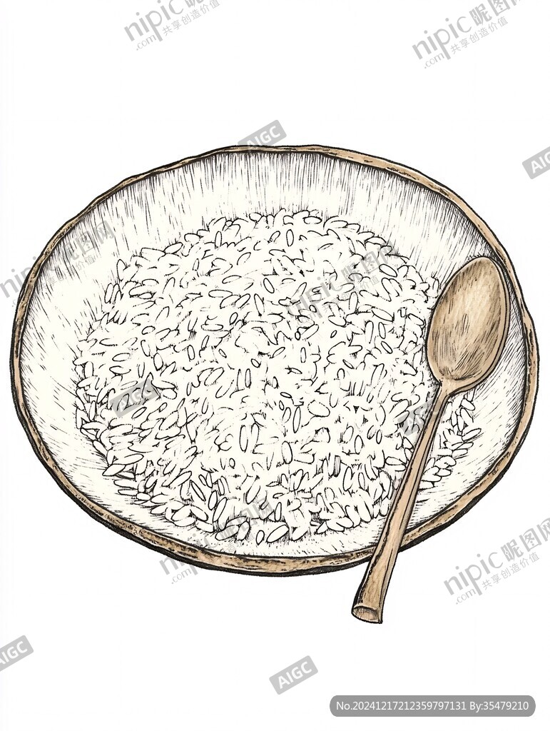 米飯手繪插畫