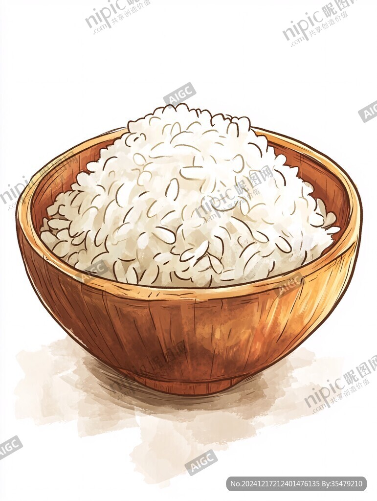 米飯手繪插畫