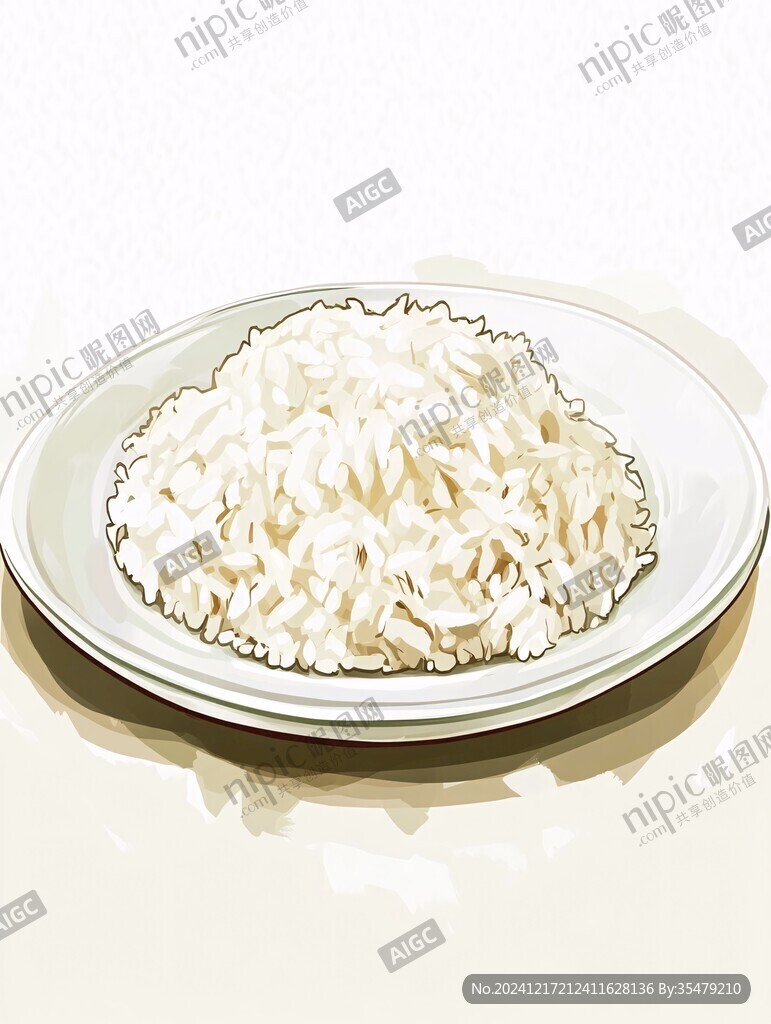 米飯手繪插畫