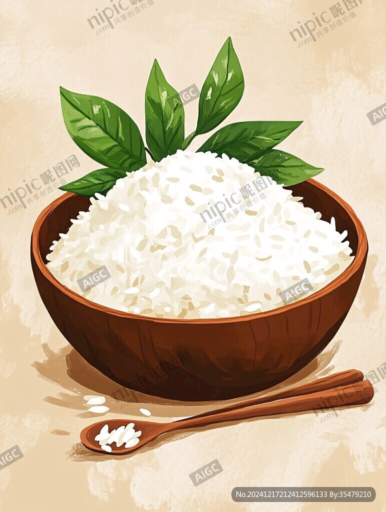 米飯手繪插畫