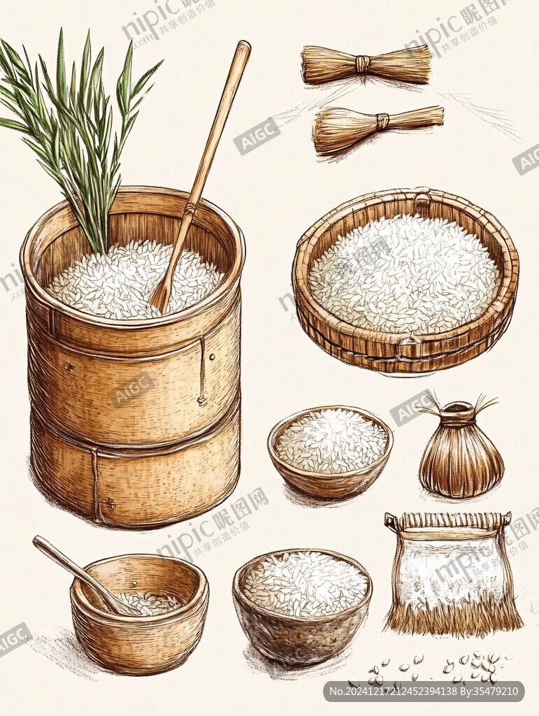 稻米雜糧插畫