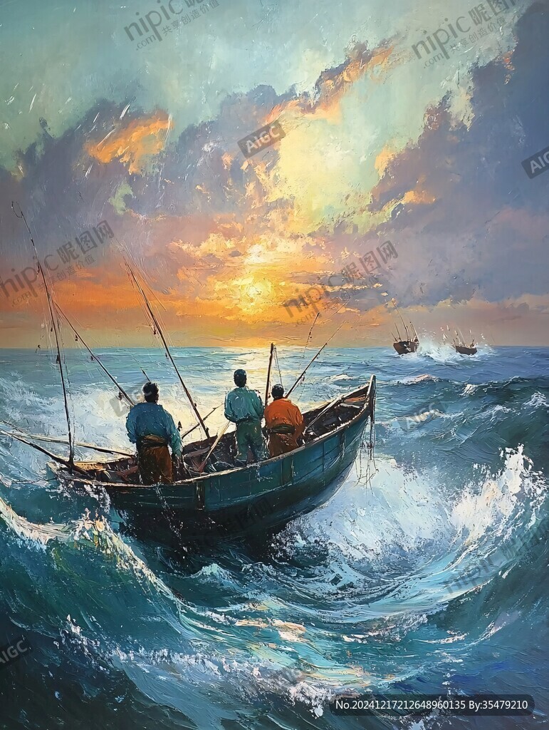 海上航行油畫