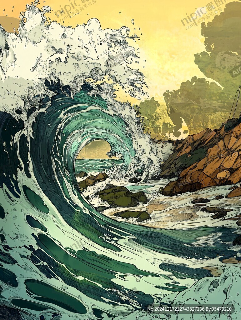 插畫浪花